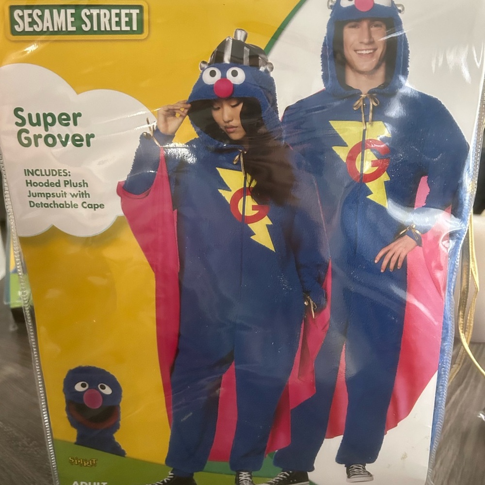 Sesame Street Super Grover Costume Unisex - Blue and Red